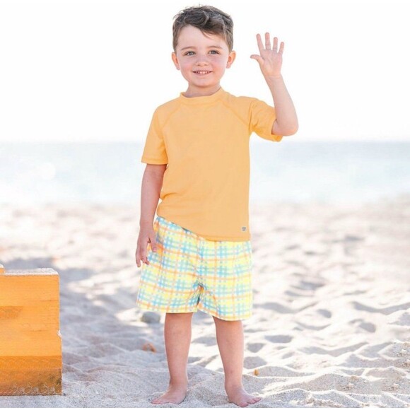 RuggedButts Kids Gingham Swim Trunks - Summertime Gingham- Size 10 - Picture 1 of 4